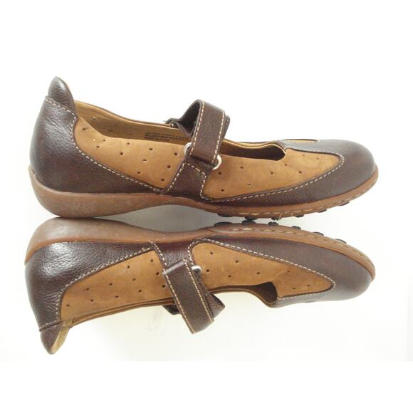 BORN DK BROWN SMOOTH & MEDIUM NUBUCK LEATHER MARY JANE FLAT SHOE US 6.5M EUR 37 - Picture 5 of 8